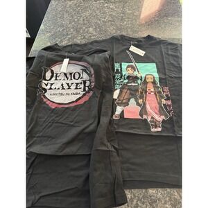 2 Pack New Demon Slayer Anime Men's Graphic T-Shirt, Black, Size L